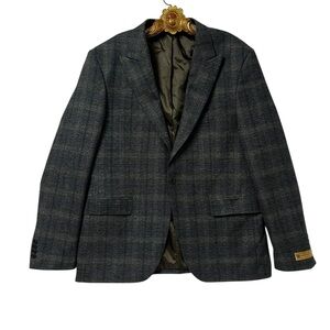 Alberto Pato Blazer Men's 48R Gray Plaid Wool Slim Italian Fashion Jacket NWOT